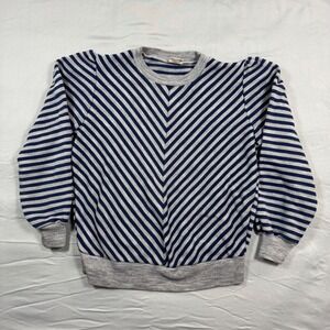 Vintage Sears Mens Striped Chevron Acrylic Knit Sweater Sz M‎ Gray Blue Preppy